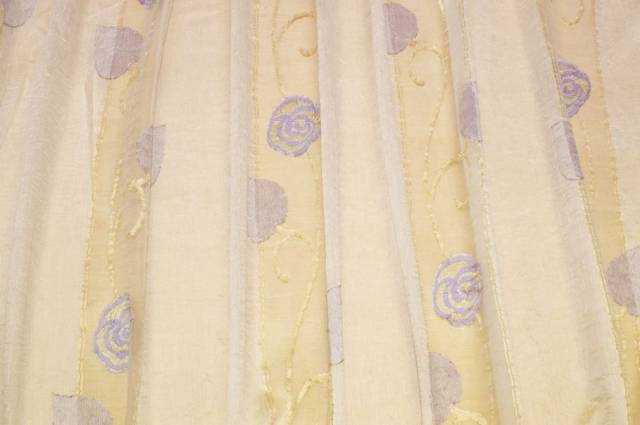 Vendita on line tessuto tenda fasce organza fiori lilla - prodotti