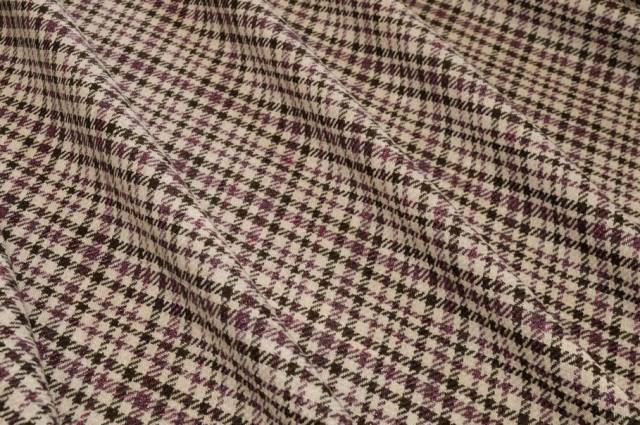 Vendita on line tessuto misto lana lino fantasia geometrica viola beige - tessuti abbigliamento