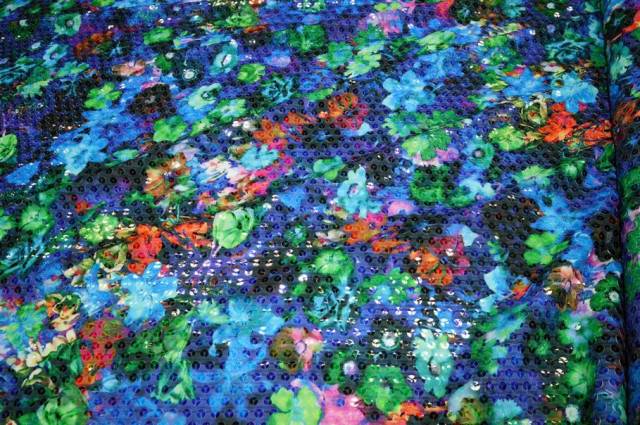 Vendita on line tessuto con paillettes cucite multicolor - tessuti abbigliamento