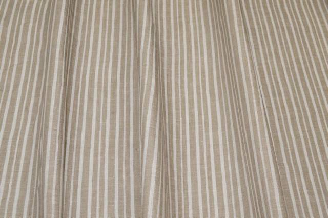 Vendita on line tessuto puro lino righino beige - tessuti abbigliamento