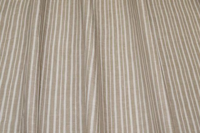 Vendita on line tessuto puro lino righino beige - occasioni e scampoli