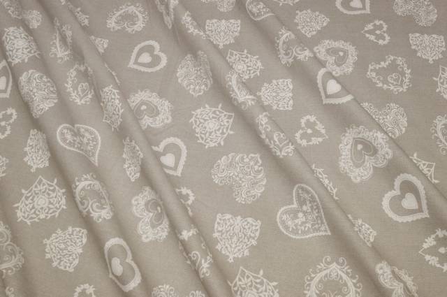 Vendita on line tessuto puro cotone fantasia cuore tirolese avorio - prodotti