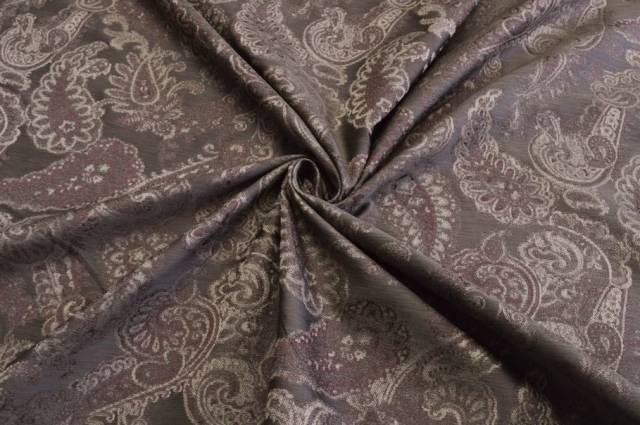 Vendita on line tessuto jacquard leggero disegno cashmere marrone - prodotti