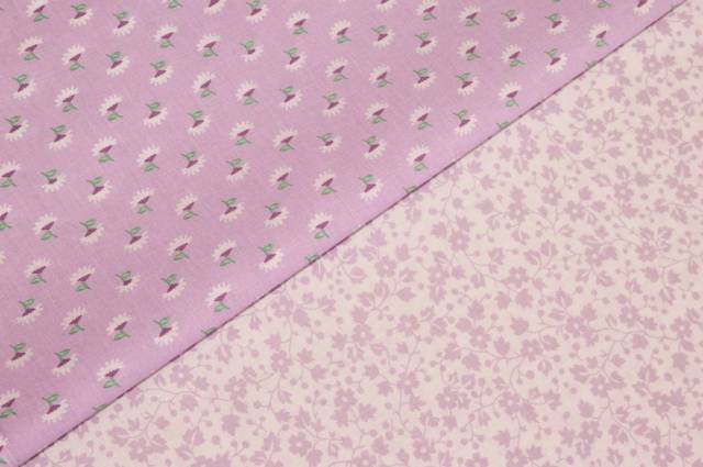 Vendita on line tessuto puro cotone fantasie patchwork abbinate lilla - prodotti tessuti abbigliamento