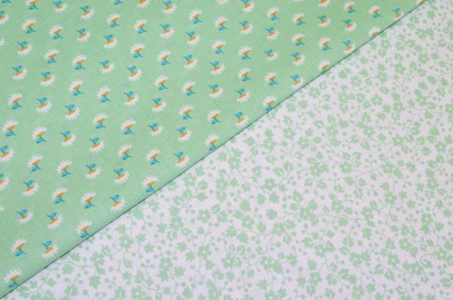 Vendita on line tessuto puro cotone fantasie patchwork abbinate verde - cotoni fantasie e frutti