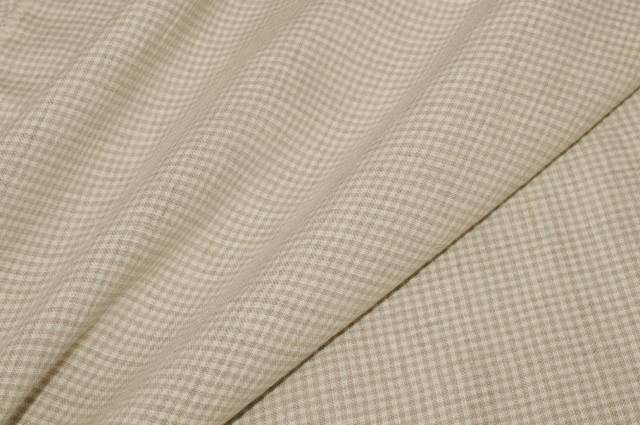 Vendita on line tessuto puro lino scacchetto beige - tessuti abbigliamento