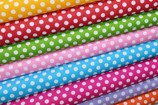 Vendita on line tessuto cotone pois colorati diametro 9 mm - cotoni fantasie varie