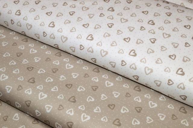 Vendita on line tessuto coordinato piquet millerighe cuoricino beige - ispirazioni neonati e bambini fantasia