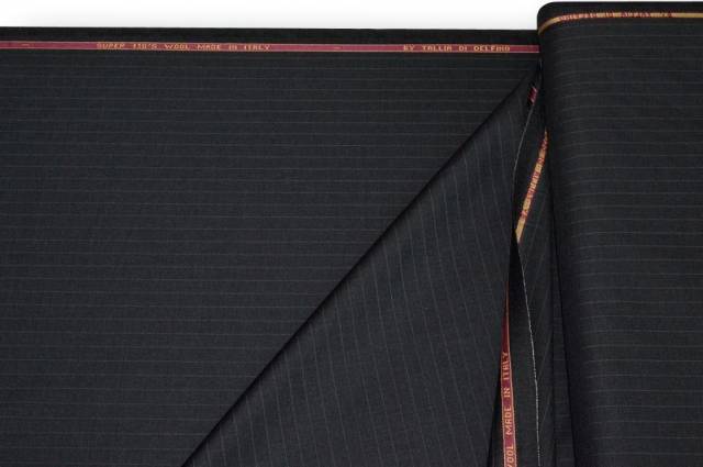 Vendita on line tessuto tasmania pura lana super 130's gessato grigio scuro fratelli tallia di delfino - tessuti abbigliamento