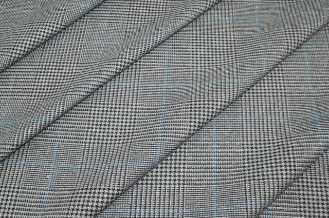 Vendita on line tessuto misto lana seta princie di galles riga azzurra 201 - prodotti