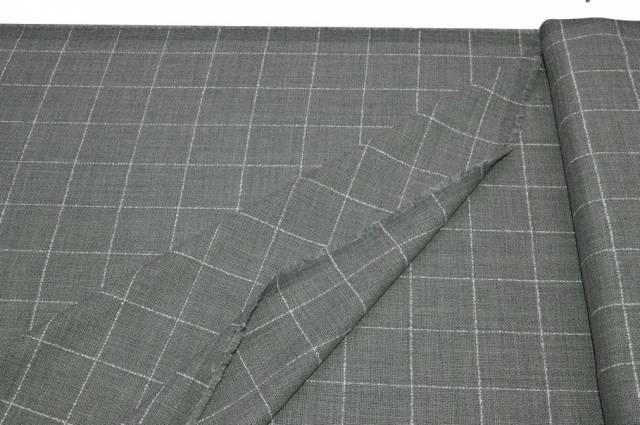 Vendita on line tessuto tela lana stretch finestrato grigio - tessuti abbigliamento scacchi e scozzesi lana