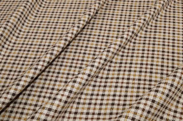 Vendita on line tessuto misto lana seta scacco marrone - tessuti abbigliamento scacchi e scozzesi lana