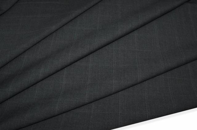 Vendita on line tessuto lana stretch finestrato grigio scuro - tessuti abbigliamento scacchi e scozzesi