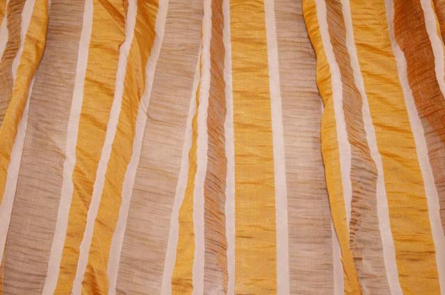 Vendita on line tessuto tenda organza stropicciata riga giallo oro - tessuti per a metraggio classiche