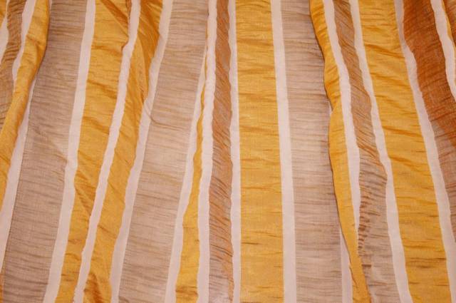 Vendita on line tessuto tenda organza stropicciata riga giallo oro - prodotti