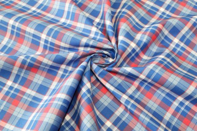 Vendita on line tessuto puro cotone camiceria scacco blu - tessuti abbigliamento