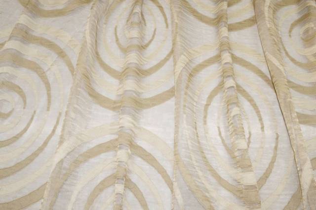 Vendita on line scampolo tenda organza stropicciata fantasia spirale oro beige - tessuti per a metraggio classiche