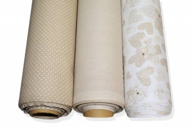 Vendita on line coordinati cotone beige bimbo - cotoni fantasie varie