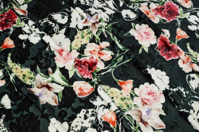 Vendita on line tessuto ciniglia devoreh fantasia floreale - tessuti abbigliamento velluti e ciniglie
