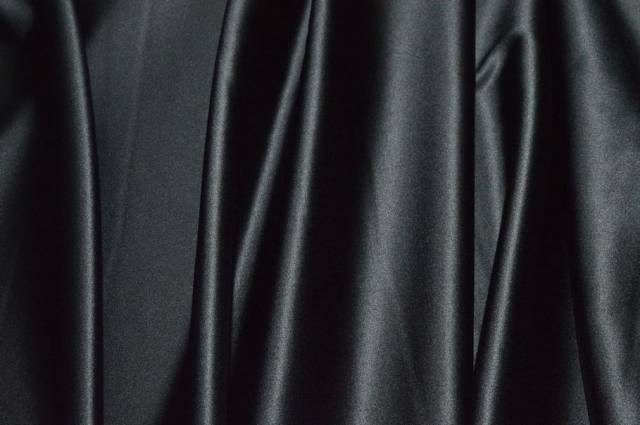 Vendita on line tessuto raso seta stretch nero - tessuti abbigliamento