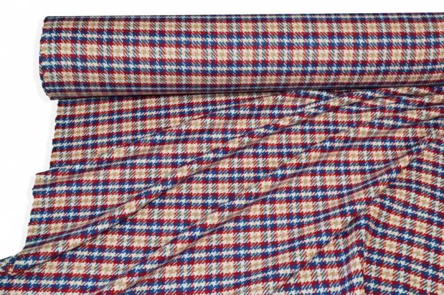 Vendita on line tessuto cappottino pied de poule rosso beige - tessuti abbigliamento