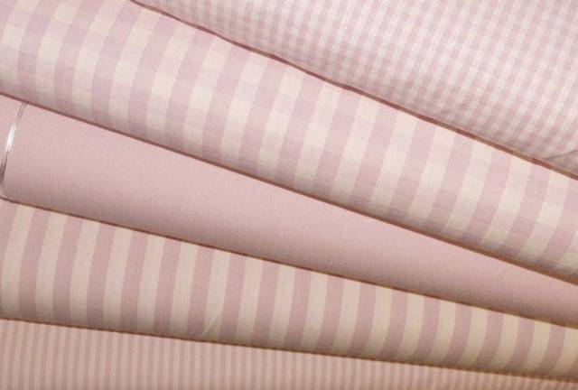 Vendita on line coordinati puro cotone riga quadretto e unito rosa - tessuti arredo casa