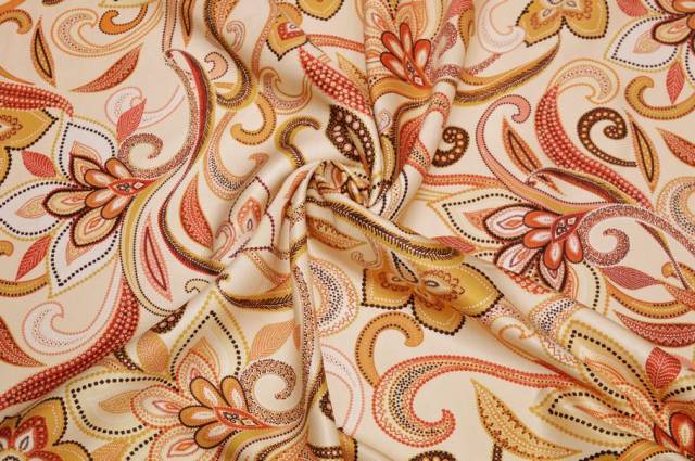 Vendita on line tessuto twill misto seta lino fantasia fiore stilizzato rosso - tessuti abbigliamento lino