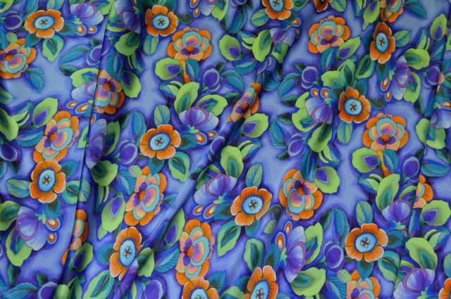 Vendita on line tessuto raso pura seta fantasia floreale fiore viola - tessuti abbigliamento taffetas / rasi / shantung
