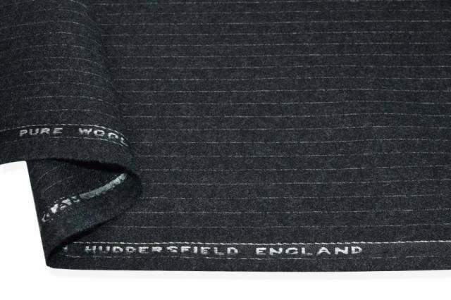 Vendita on line tessuto flanella pura lana gessata grigio antracite - tessuti abbigliamento lana uomo/tailleur