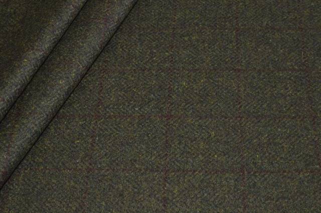 Vendita on line tessuto misto cashmere verdone scacco bordeaux - tessuti abbigliamento lana scozzesi e quadri
