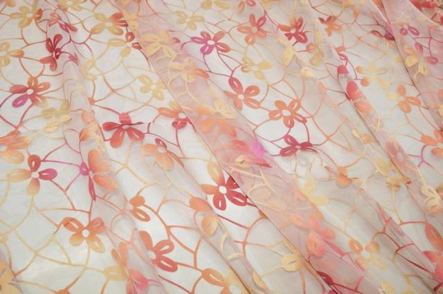 Vendita on line tessuto devoreh sfumato con fiore stilizzato - tessuti abbigliamento georgette / chiffon / dèvorè