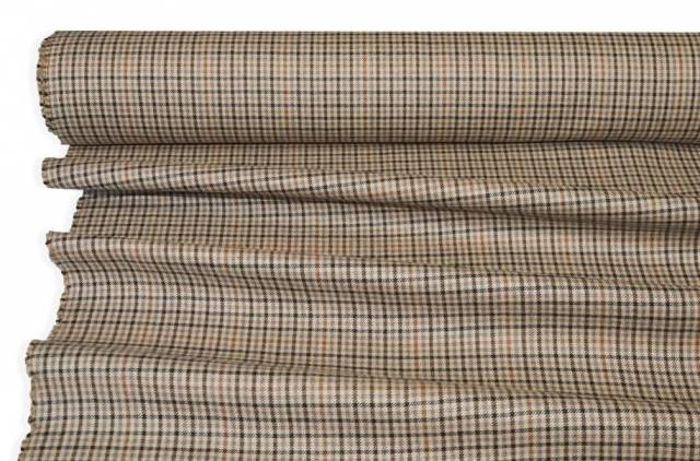 Vendita on line tessuto in lana e cotone quadretto beige adesivato - tessuti abbigliamento lana scozzesi e quadri