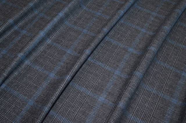 Vendita on line tessuto flanellina pura lana principe di galles rigone azzurro - tessuti abbigliamento lana uomo/tailleur
