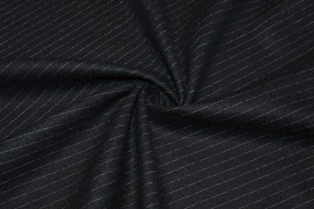 Vendita on line tessuto flanella pura lana gessato nero - tessuti abbigliamento lana uomo/tailleur