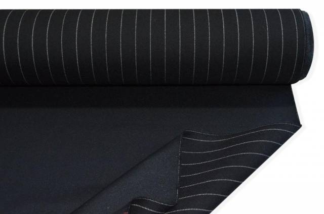 Vendita on line tessuto gabardine pura lana gessato nero adesivato - prodotti