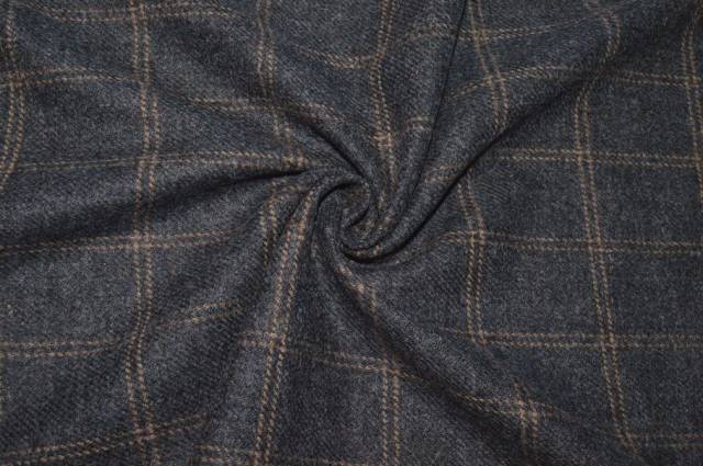Vendita on line tessuto flanellina pura lana finestrato grigio beige - tessuti abbigliamento lana uomo/tailleur