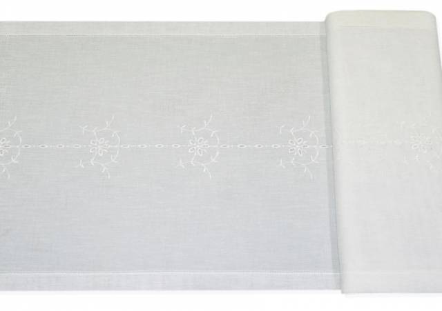 Vendita on line tessuto tendino bianco con ricamo centrale - prodotti