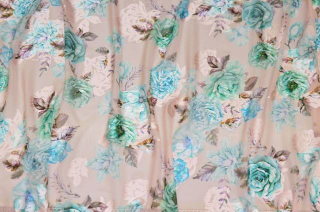 Vendita on line tessuto satin devore misto pura seta viscosa floreale rosa - tessuti abbigliamento sete