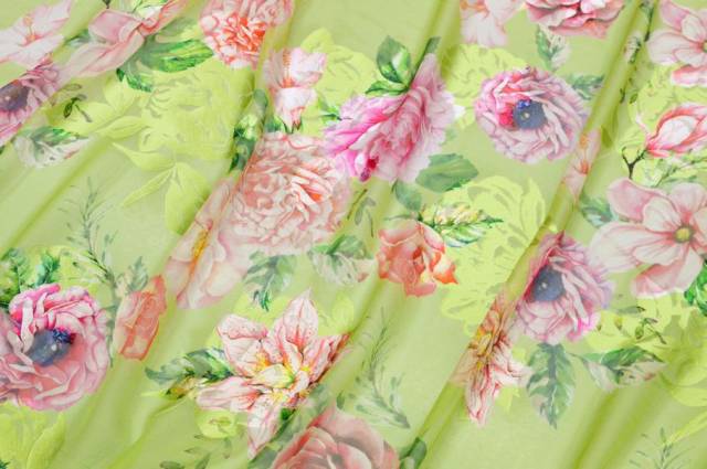 Vendita on line tessuto satin devoreh misto seta floreale verde - occasioni e scampoli