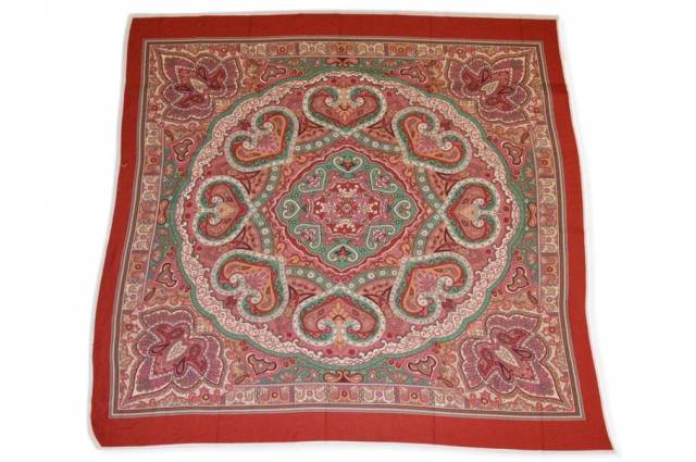 Vendita on line pannelli misto cashmere seta fantasia piazzata foulard bruciato fucsia e verde - tessuti abbigliamento lana cashmere