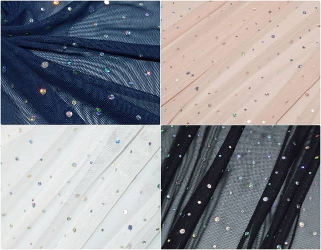 Vendita on line tulle elasticizzato con paillettes - ispirazioni