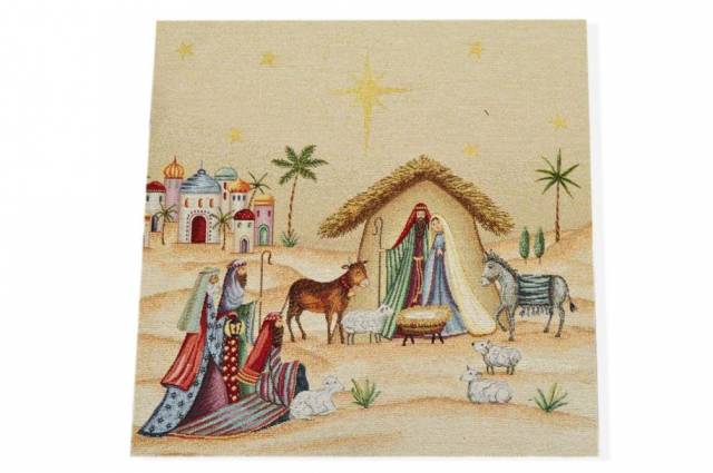 Vendita on line gobelin fantasia presepe calza 15259 misura cm 47x47 - ispirazioni