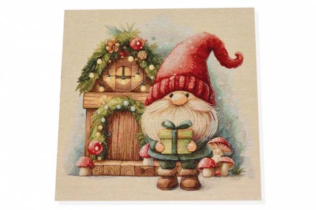 Vendita on line gobelin fantasia natale gnomo casetta 15265 misura cm 47x47 - ispirazioni