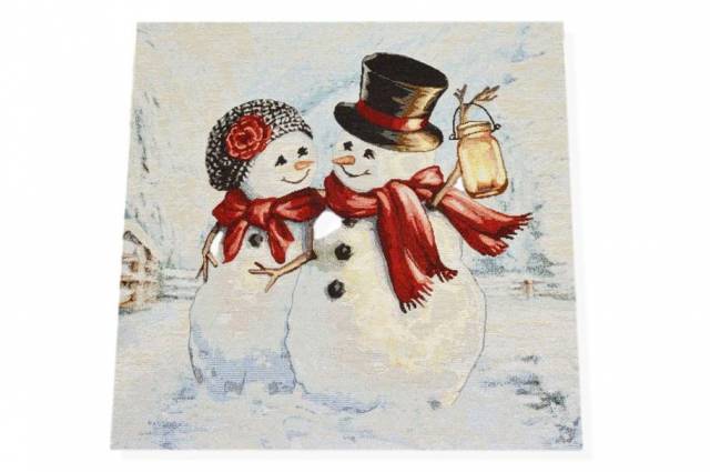 Vendita on line gobelin fantasia natale coppia pupazzi neve 15268 misura cm 47x47 - ispirazioni