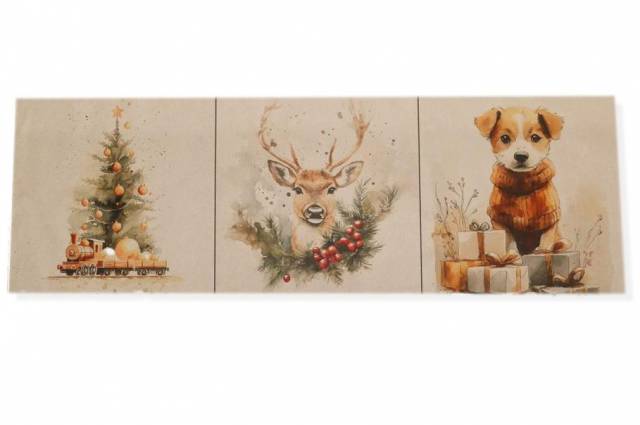 Vendita on line set 3 pannelli natale disegni 4 misura cm 47x47 - ispirazioni tessuti natalizi gobelin