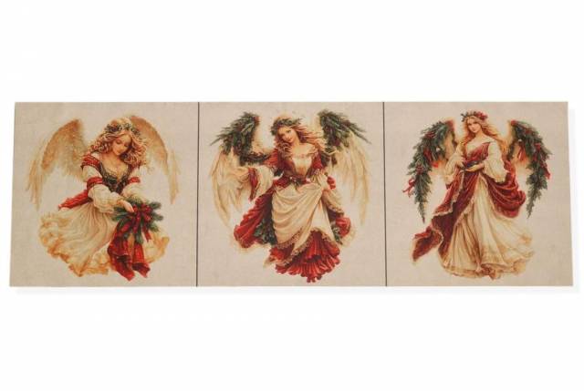 Vendita on line set 3 pannelli angeli disegno 1 misura cm 47x47 - ispirazioni tessuti natalizi gobelin