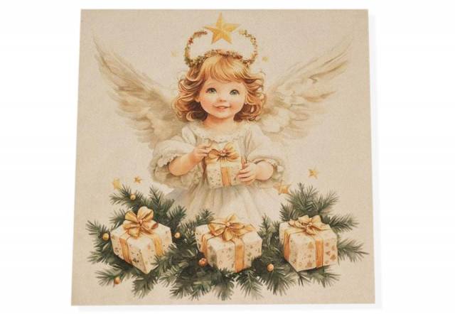 Vendita on line pannello natale angelo disegno 3 misura cm 47x47 - ispirazioni tessuti natalizi gobelin