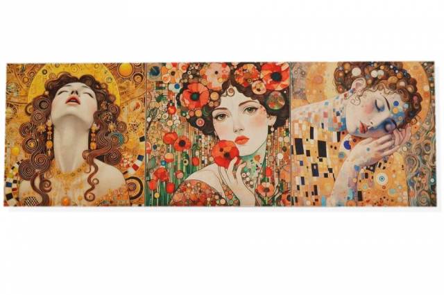 Vendita on line set 3 pannelli klimt disegno 1 misura cm 47x47 - tessuti arredo casa gobelin cuscini 47x47 fantasie varie