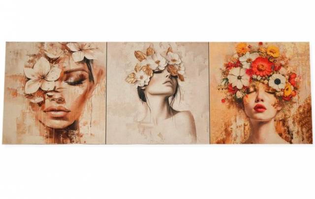 Vendita on line set 3 pannelli ritratto disegno 1 misura cm 47x47 - tessuti arredo casa gobelin cuscini 47x47 fantasie varie