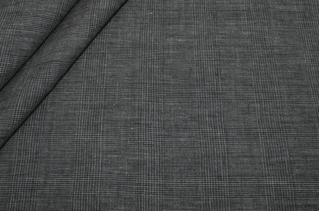 Vendita on line tessuto puro lino principe di galles grigio - tessuti abbigliamento lino